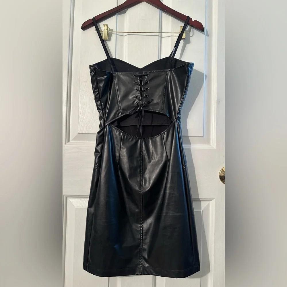 ADELE FADO 6 ITALIAN Faux Leather Whimsigoth Grunge Corset Bustier Dress Cut Out
